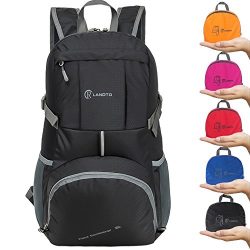 ZOMAKE Hiking Backpack, 35L Lightweight Foldable Travel Daypack Shool Bag for Outdoor Camping(Black)