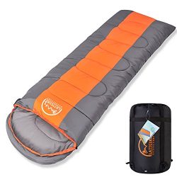 Sleeping Bag,LATTCURE Comfort Portable Lightweight Envelope Sleeping Bag with Compression Sack f ...