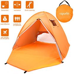 ROPODA Beach Tent, Portable Pop up Sun Shelter-Automatic Instant Family UV 2-3 Person Canopy Ten ...