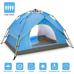 Ylovetoys 3~4 Person Camping Tent, Automatic Instant Pop Up Tents Waterproof Double Layer Family ...