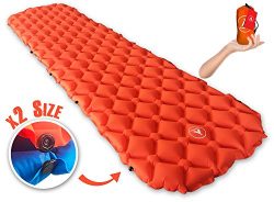 CampBro Lightweight Sleeping Pad, Connectable For 2 or 1 Person, Self Inflating Mat for Camping, ...