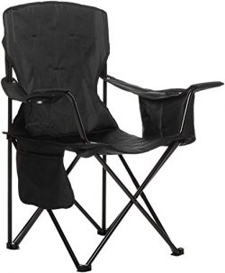 AmazonBasics Camping Chair with Cooler, Black (Padded)