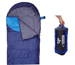 Sleeping Bag (47F/38F) Lightweight For Camping, Backpacking, Travel by OutdoorsmanLab- Kids Men  ...