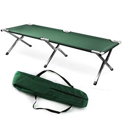 FCH Camping Cot Fordable Camping Cot for Tent With Carrying Bag,Green Portable Cot Bed for Kids/ ...