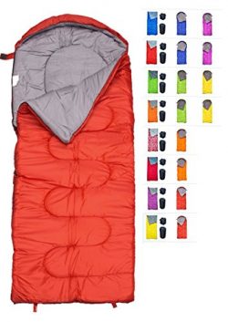 RevalCamp Sleeping Bag for Cold Weather – Red 4 Season Envelope Shape Bags by Great for Ki ...