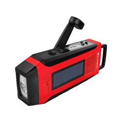 RunningSnail Emergency Solar AM/FM//NOAA Weather Radio – 3W LED Flashlight, SOS Alarm & ...