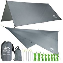 CAMPING HAMMOCK RAIN FLY TENT TARP WATERPROOF LIGHTWEIGHT GREY DIAMOND RIPSTOP NYLON 10’X1 ...