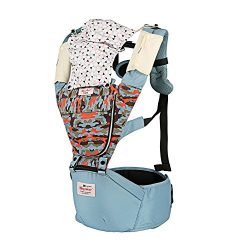 Baby Carrier Backpack for Infant Kids Toddlers with Hoodie Hip Seat for Women Men Light Blue