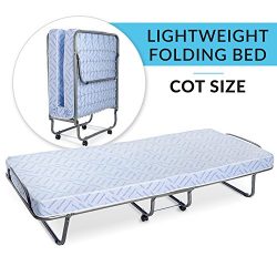 Milliard Lightweight Folding Bed with Mattress – Cot Size -74 by 31-Inches
