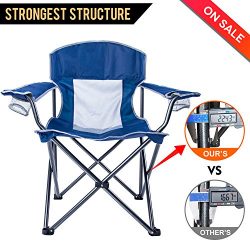 LCH Outdoor Camping Chair Oversized Support 300lbs Folding Padded Chair Mesh Back Heavy Duty Com ...