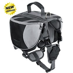 Lifeunion Adjustable Service Dog Supply Backpack Saddle Bag for Camping Hiking Training (Black, L)