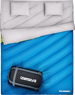 FUNDANGO Double Sleeping Bag for Two Person King Size XL Camping Hiking All Weather Sleeping Bag ...